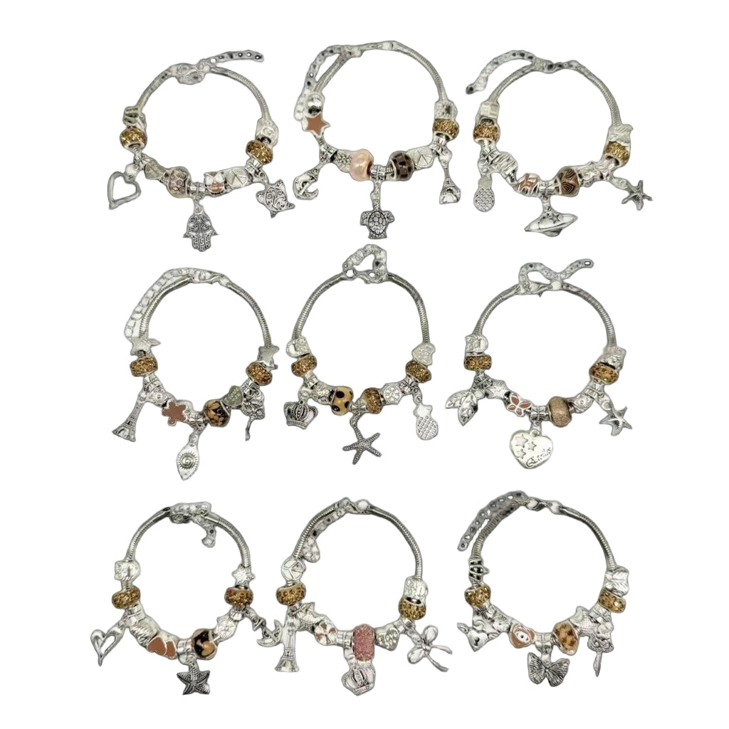 Pulseiras Berloque com 3 Charms Inclusos
