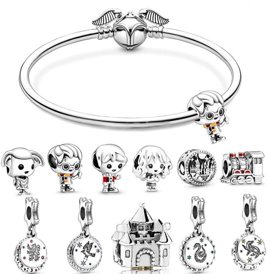 Pulseira Berloque Harry Poter + 3 Charms